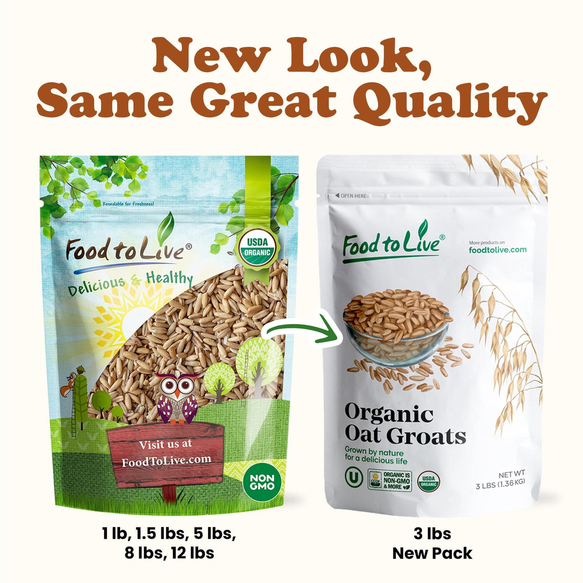 Food to Live Oat Groats kosher mark shows quality and certified standards.