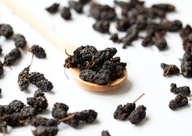 Food to Live mulberries 1lb serving bowl, tangy-sweet snack option.