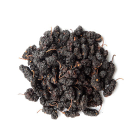 Food to Live mulberries close-up of bag, highlighting organic unsulfured sweetness.