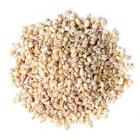 Food to Live Organic Pearl Barley pour shot highlighting quick-cook convenience