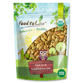Food to Live Organic Roasted Pumpkin Seeds in a bag, a convenient protein-rich snack.