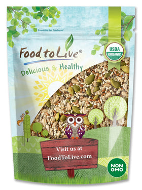 Food to Live Organic Super 5 Seeds Mix packaging front, bulk bag for keto-friendly meals