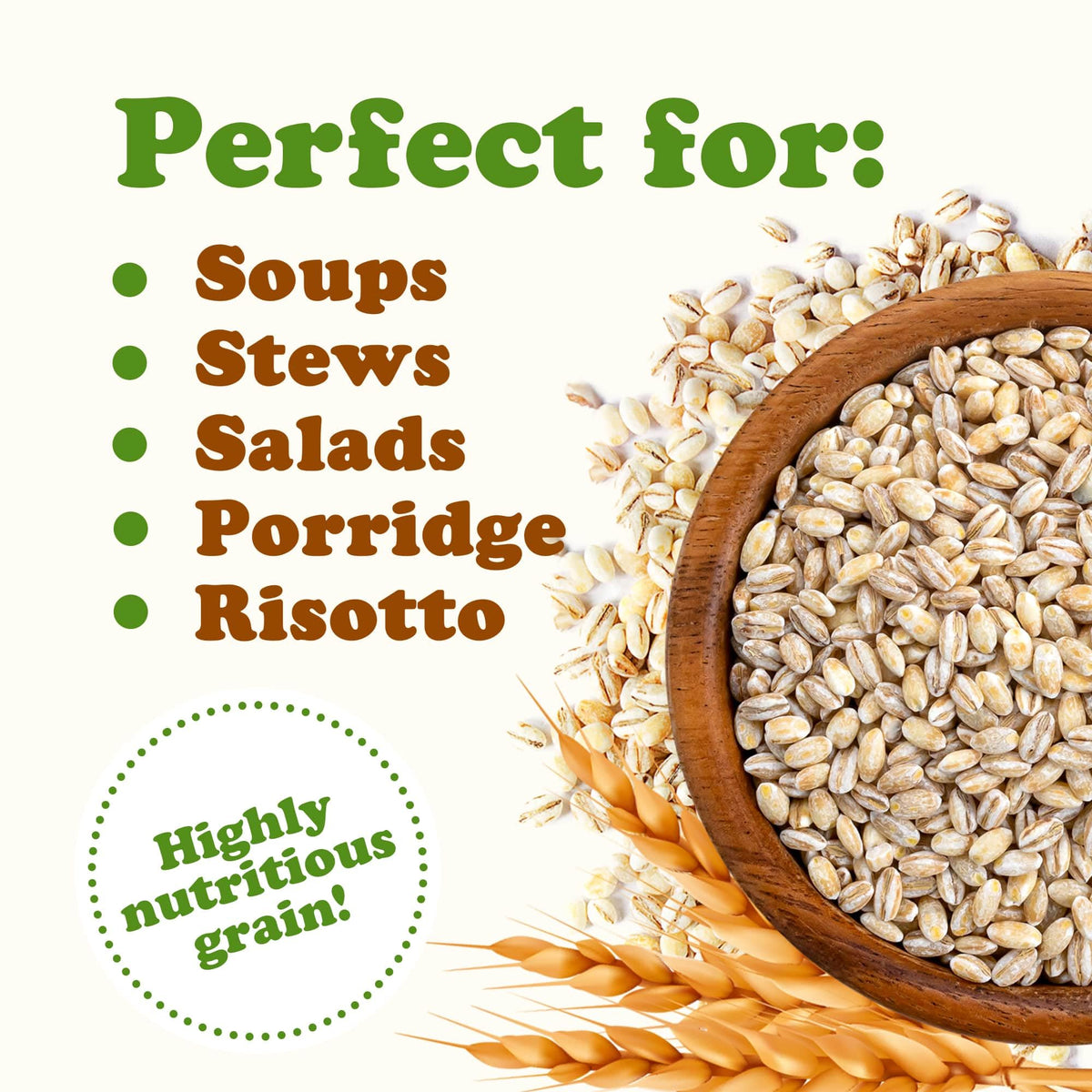 Food to Live Pearl Barley soup-ready grains for hearty stews