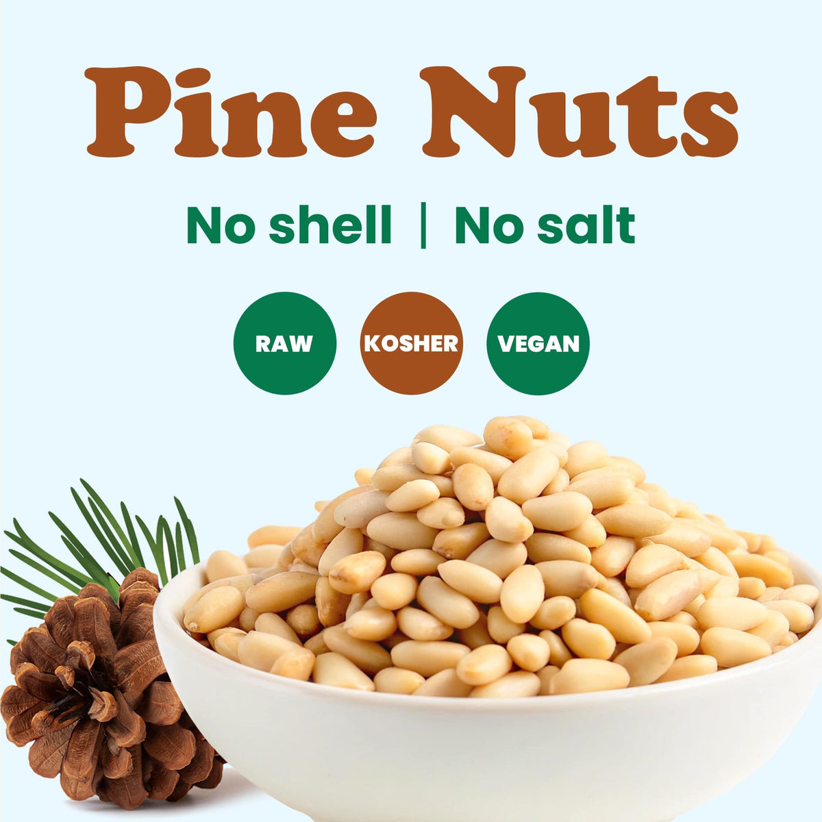 Food to Live pine nuts on salad add nutty crunch and color.