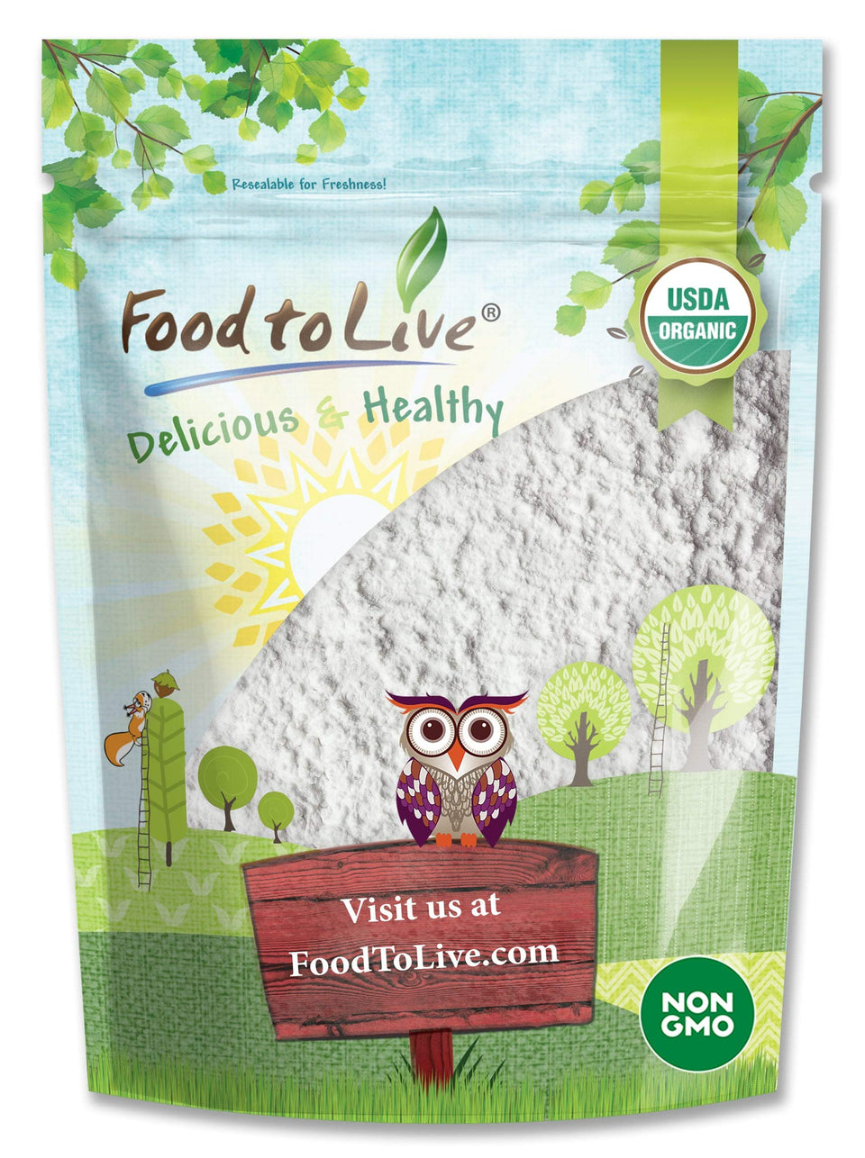 Food to Live Organic Potato Starch package ready for cooking in a clean kitchen.