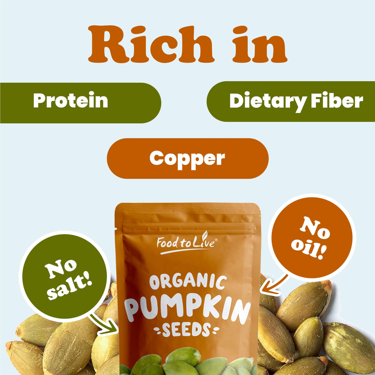 Food to Live pumpkin seeds in oatmeal for a protein boost.