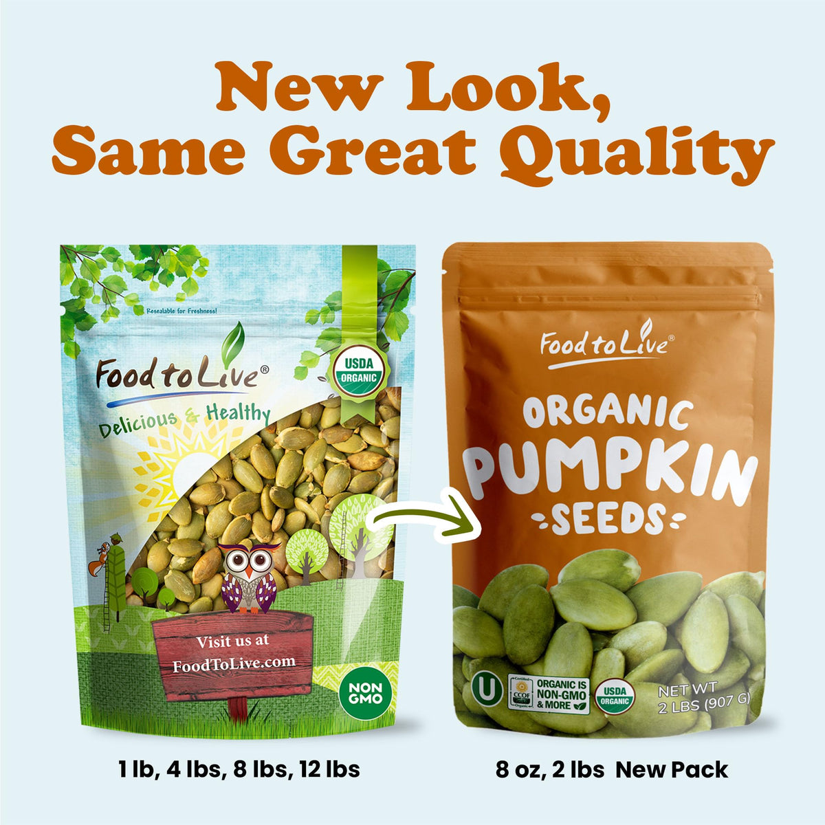 Food to Live pumpkin seeds stored in pantry or fridge.