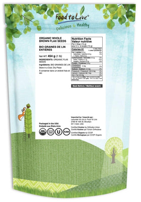 Food to Live Whole Flax Seeds closeup, ideal for baking and crunchy toppings.