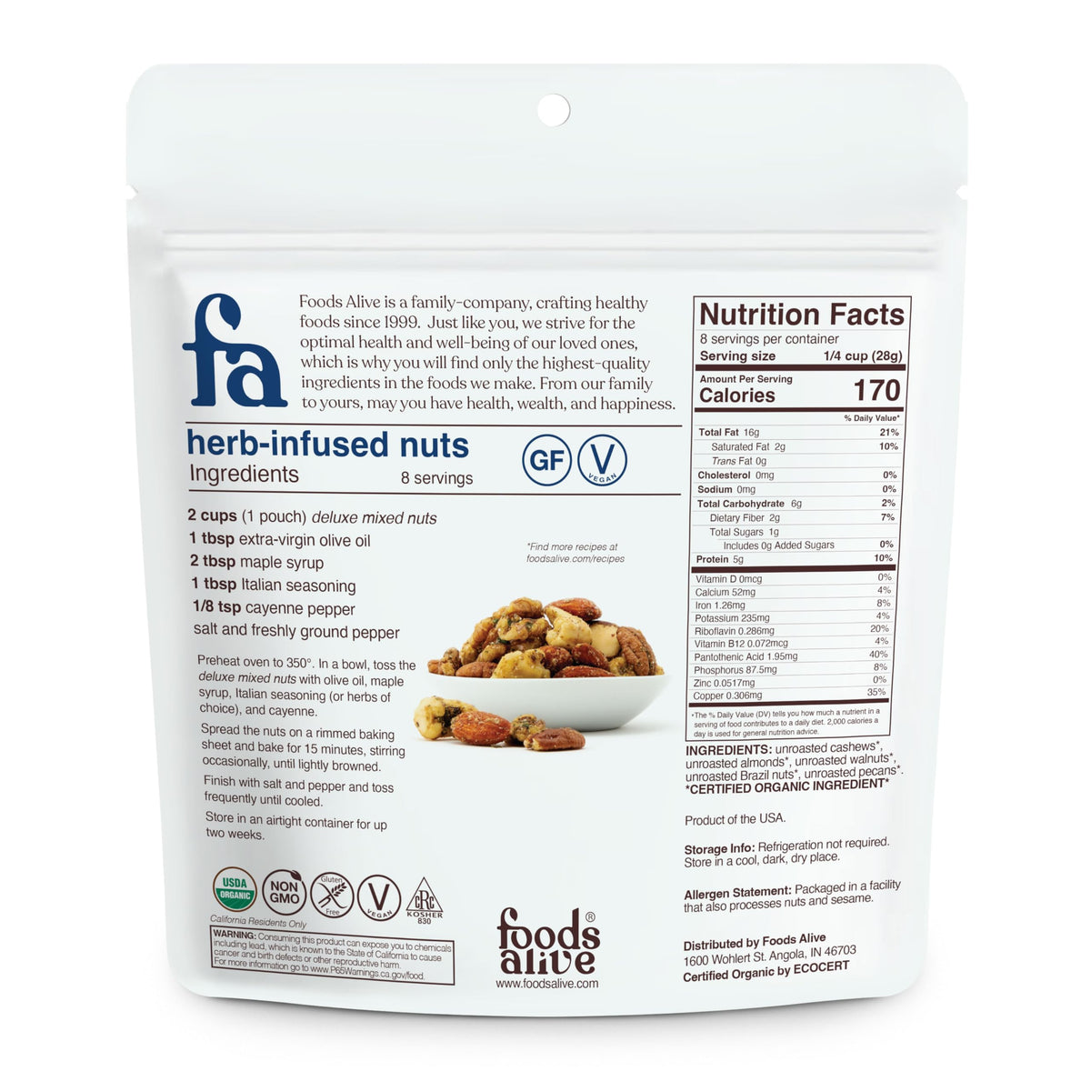 Foods Alive deluxe mixed nuts closeup texture revealing natural oils and crunchy bite