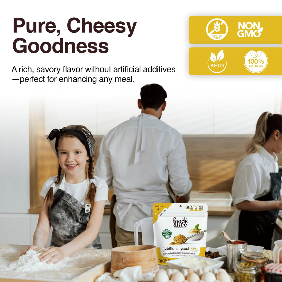 Foods Alive Nutritional Yeast Flakes ground into fine powder for easy cooking