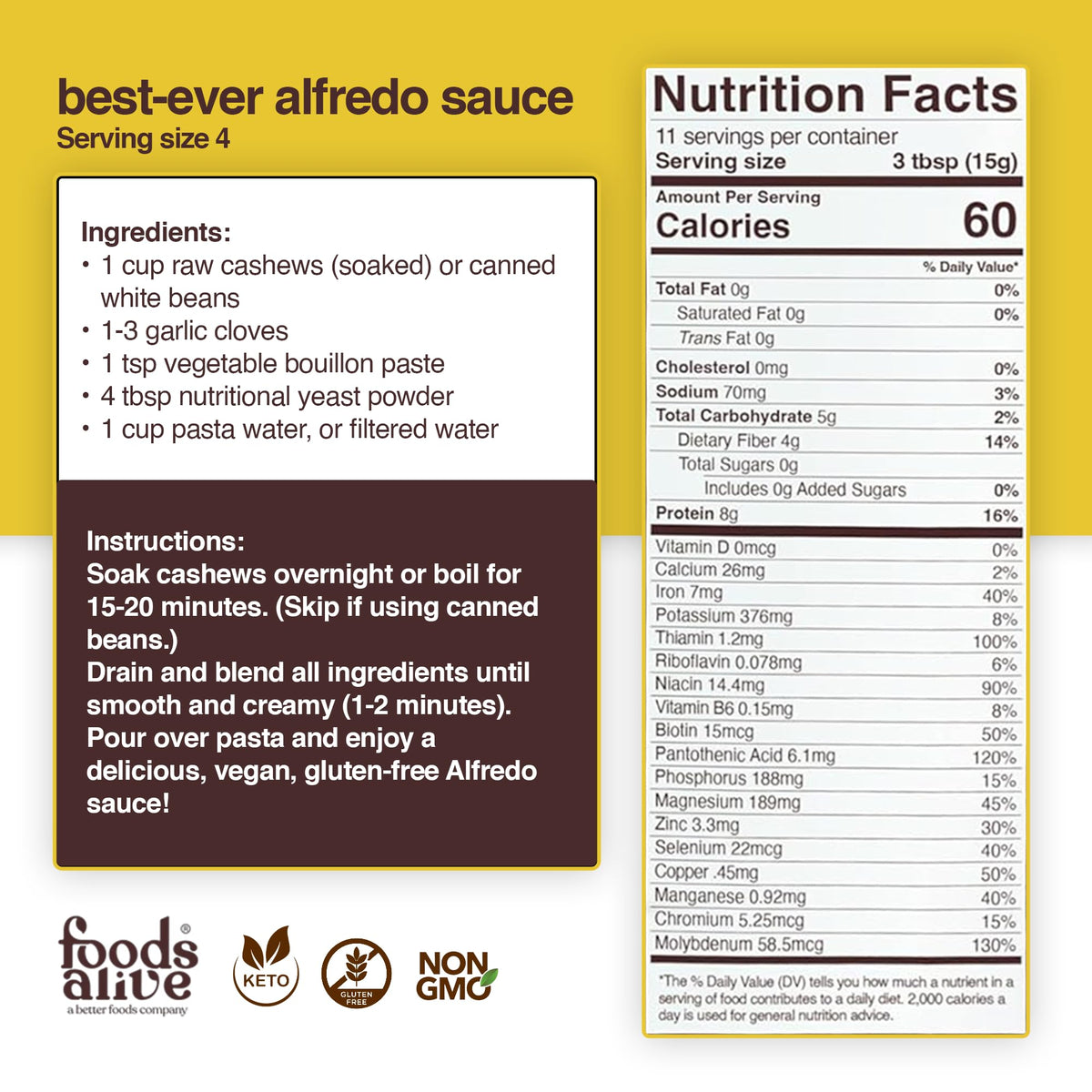Foods Alive vegan cheese powder alternative supports dairy-free recipes