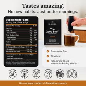 For Wellness The Good Stuff Cinnamon Coffee Booster ingredients graphic.
