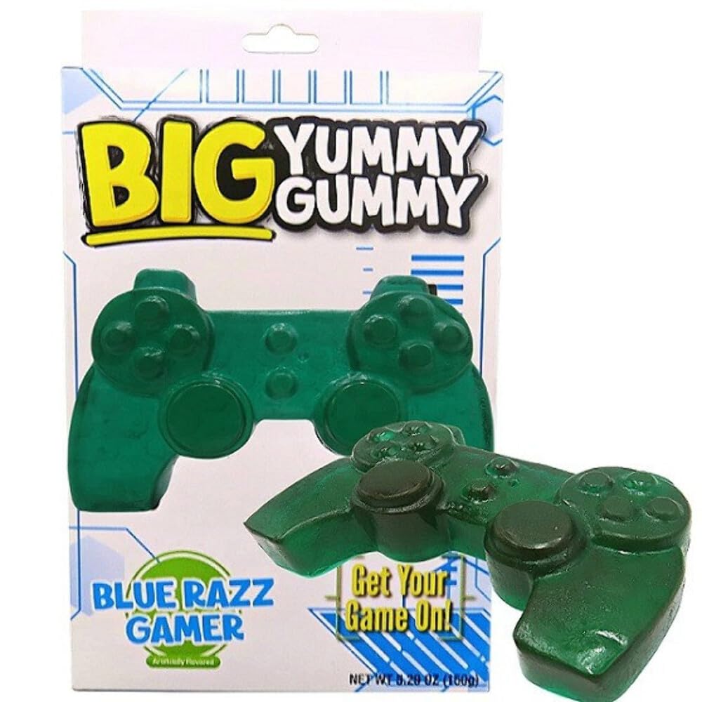 The Foreign Candy Company Gummy game controller blue, chewy snack ideal as a gamer gift.