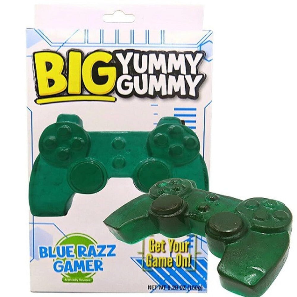 The Foreign Candy Company Gummy game controller blue, chewy snack ideal as a gamer gift.