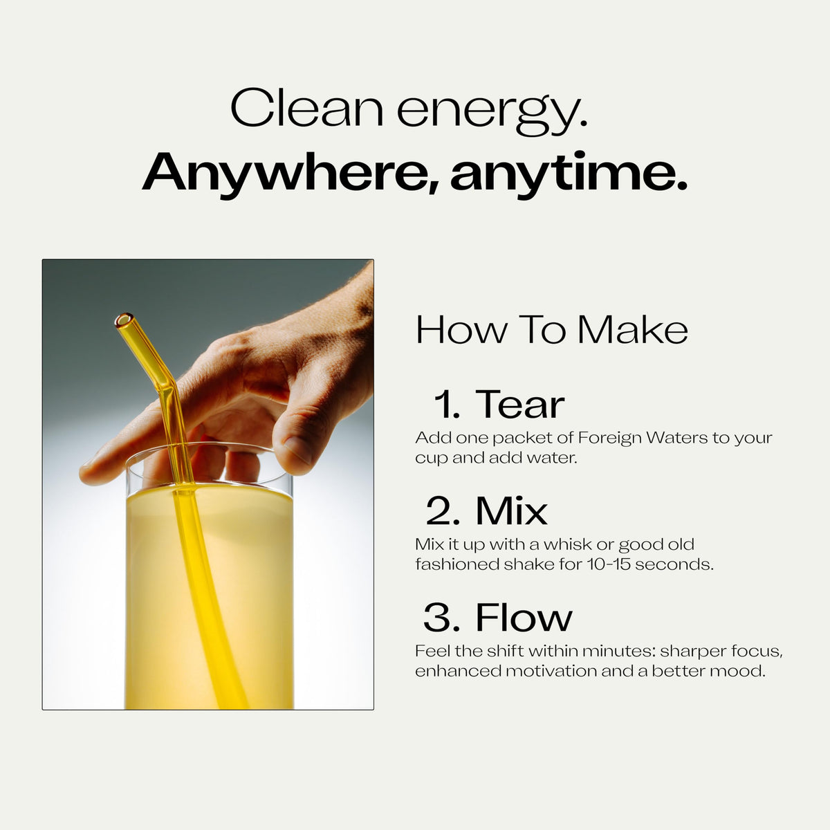 Foreign Waters Energy apple cider vinegar feature for gut wellness support.