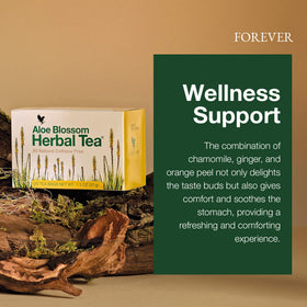 Forever Living Aloe Blossom Tea hot or iced delivers versatile flavor with no caffeine.