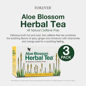 Forever Living Aloe Blossom Tea tea bags showcase premium ingredients and fresh, individually wrapped freshness.