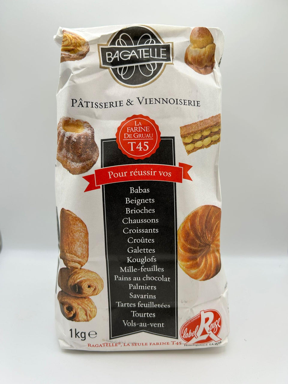 Foricher Bagatelle T45 flour packaging shows premium French wheat ideal for pastries.