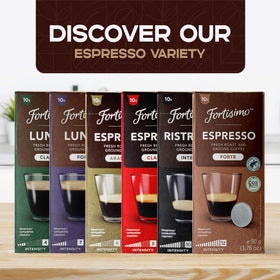 Fortisimo CAPSUCUP Italian-blend close-up shows rich crema and depth