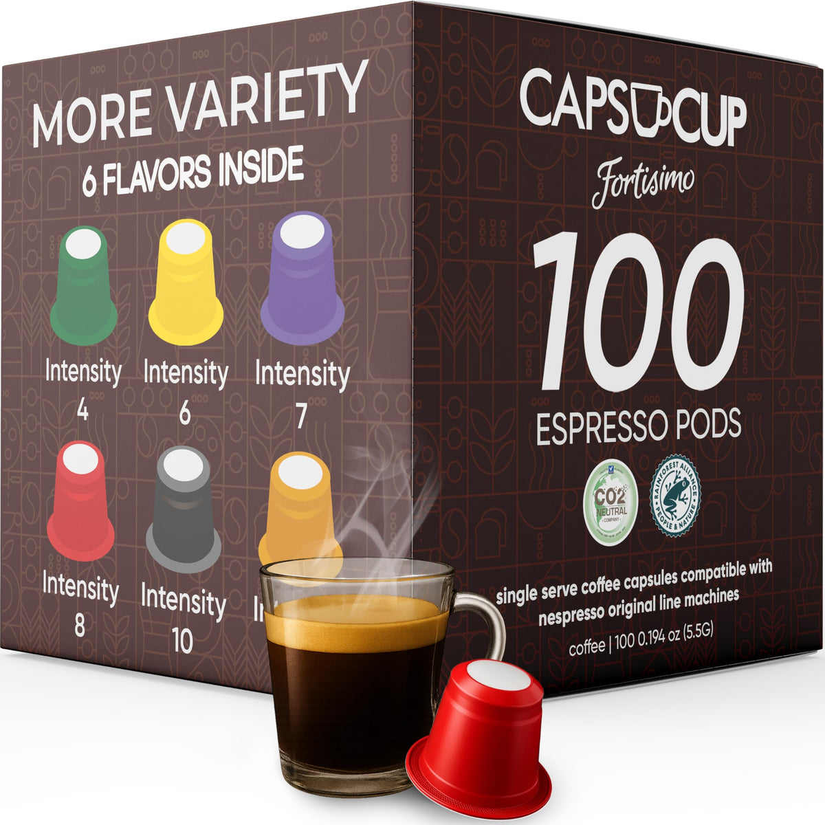 Fortisimo CAPSUCUP variety-pack pack-shot highlights bold aroma