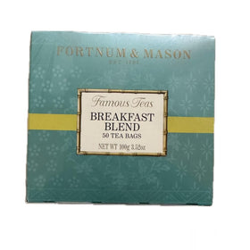 Fortnum & Mason Breakfast Blend box with 50 tea bags for quick breakfast tea.