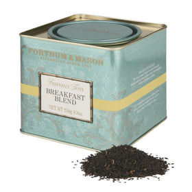 Fortnum & Mason Breakfast Blend tin with loose tea leaves, ideal for gifting