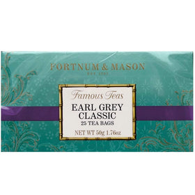Fortnum & Mason Earl Grey Classic tea bags in a box with bergamot aroma for refined afternoon tea.