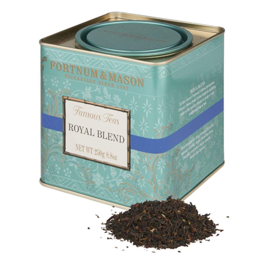 Fortnum and Mason Royal Blend tea in a gift tin for a smooth honeyed cup