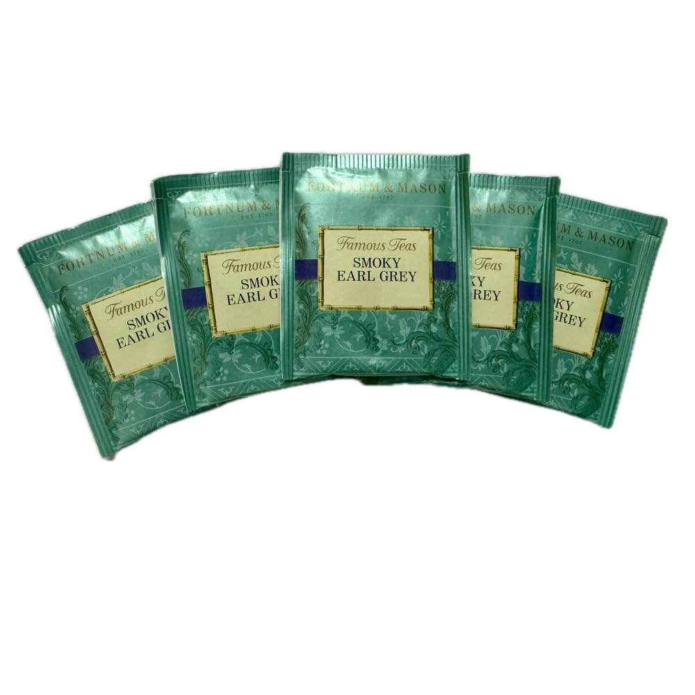 Close-up of Smoky Earl Grey tea bags showing bergamot and smoky notes