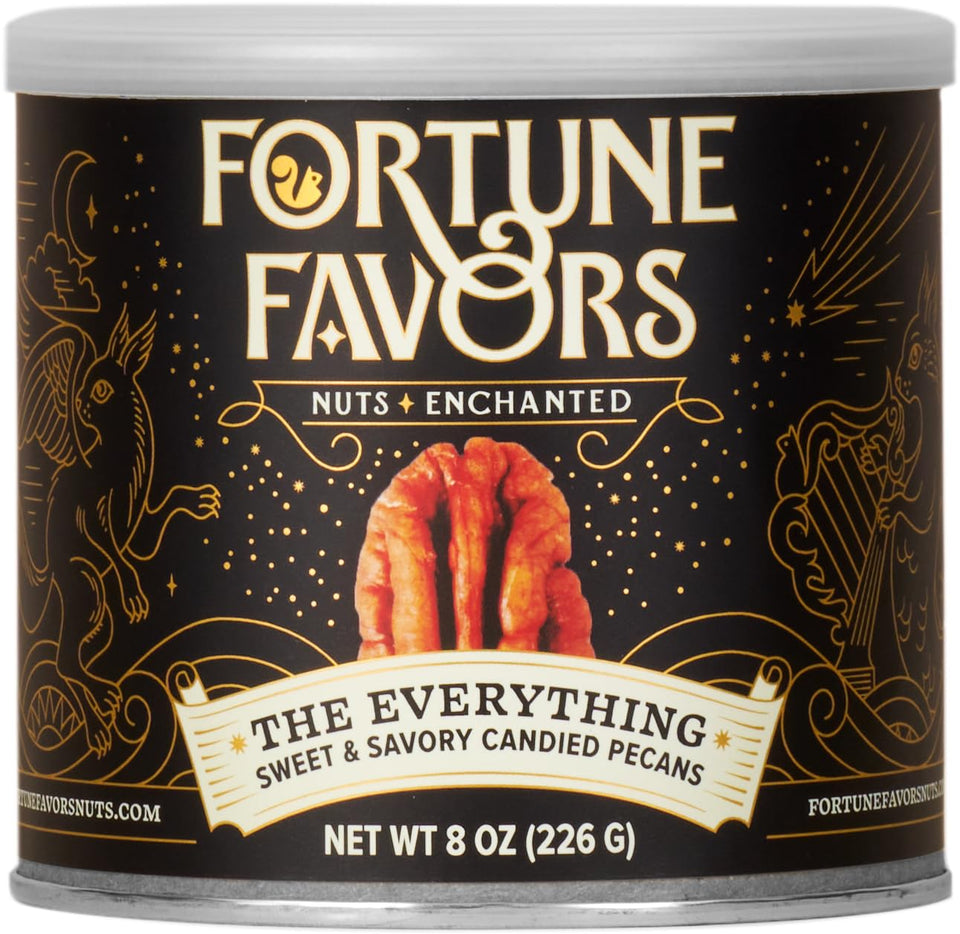 Fortune Favors Candied Pecans Everything glaze bowl shows bold, balanced flavor for on-the-go snacking.