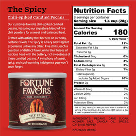 Fortune Favors candied pecans crunch texture in a bowl, great for entertaining.