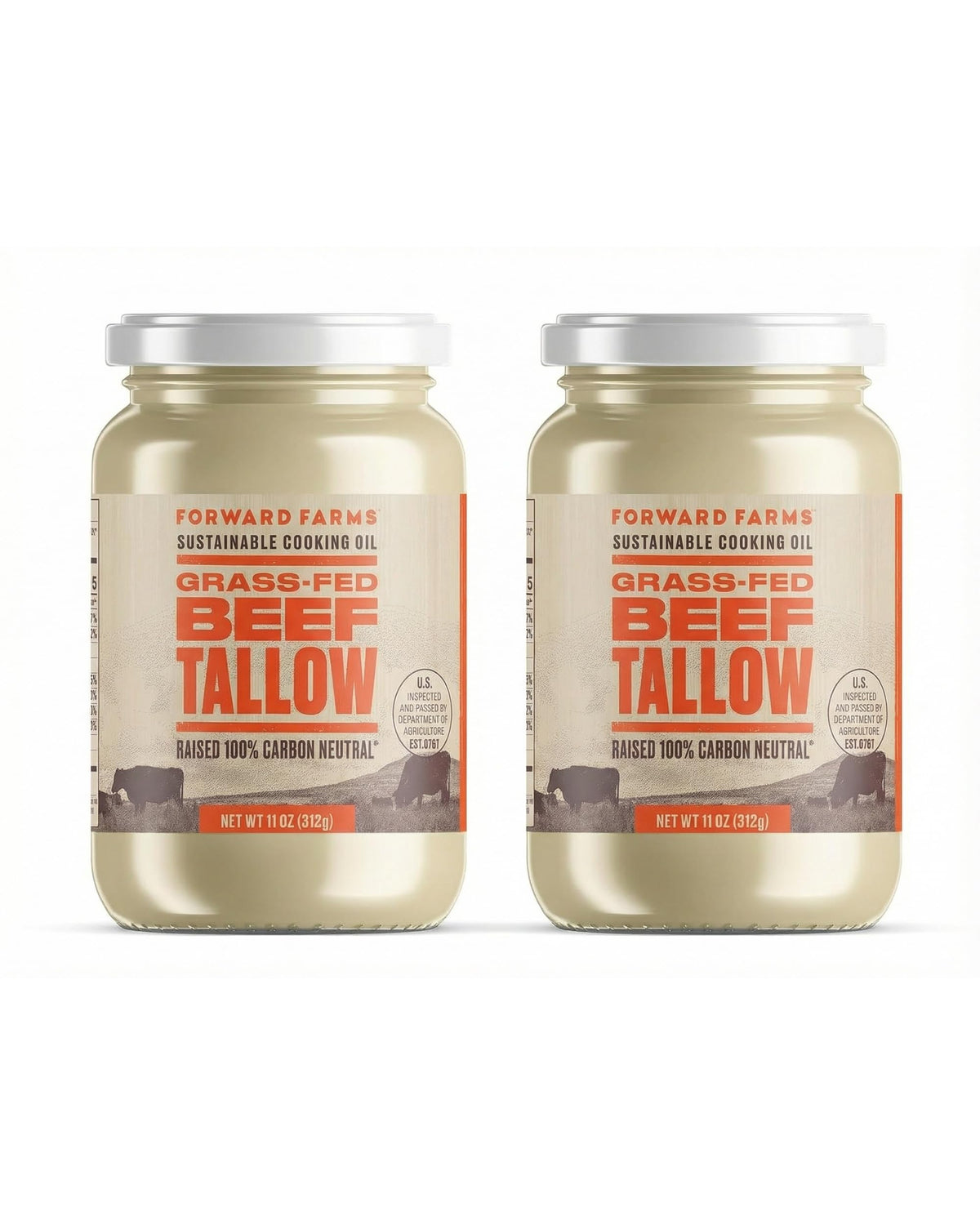 Forward Farms beef tallow jar 11oz two-pack ready for cooking