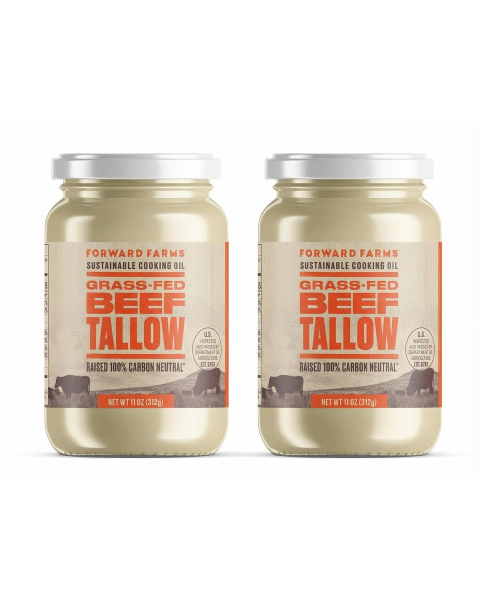 Forward Farms beef tallow jar 11oz two-pack ready for cooking