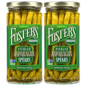 Foster's Pickled Asparagus Spears original jar shows crisp spears and classic flavor profile.