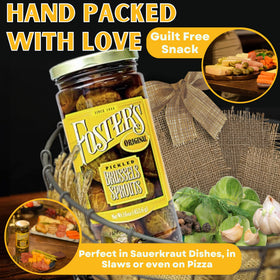 Close-up of Foster's Pickled Brussels Sprouts showing crisp texture