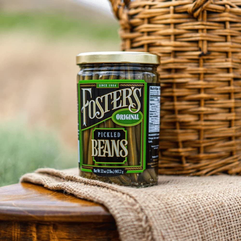 Foster's pickled green beans appetizer plate suggests perfect bite-size snacking.