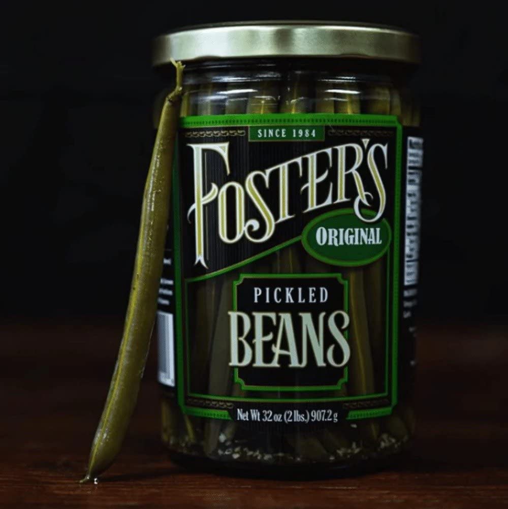Foster's pickled green beans garnish for Bloody Mary adds a zesty finishing touch.