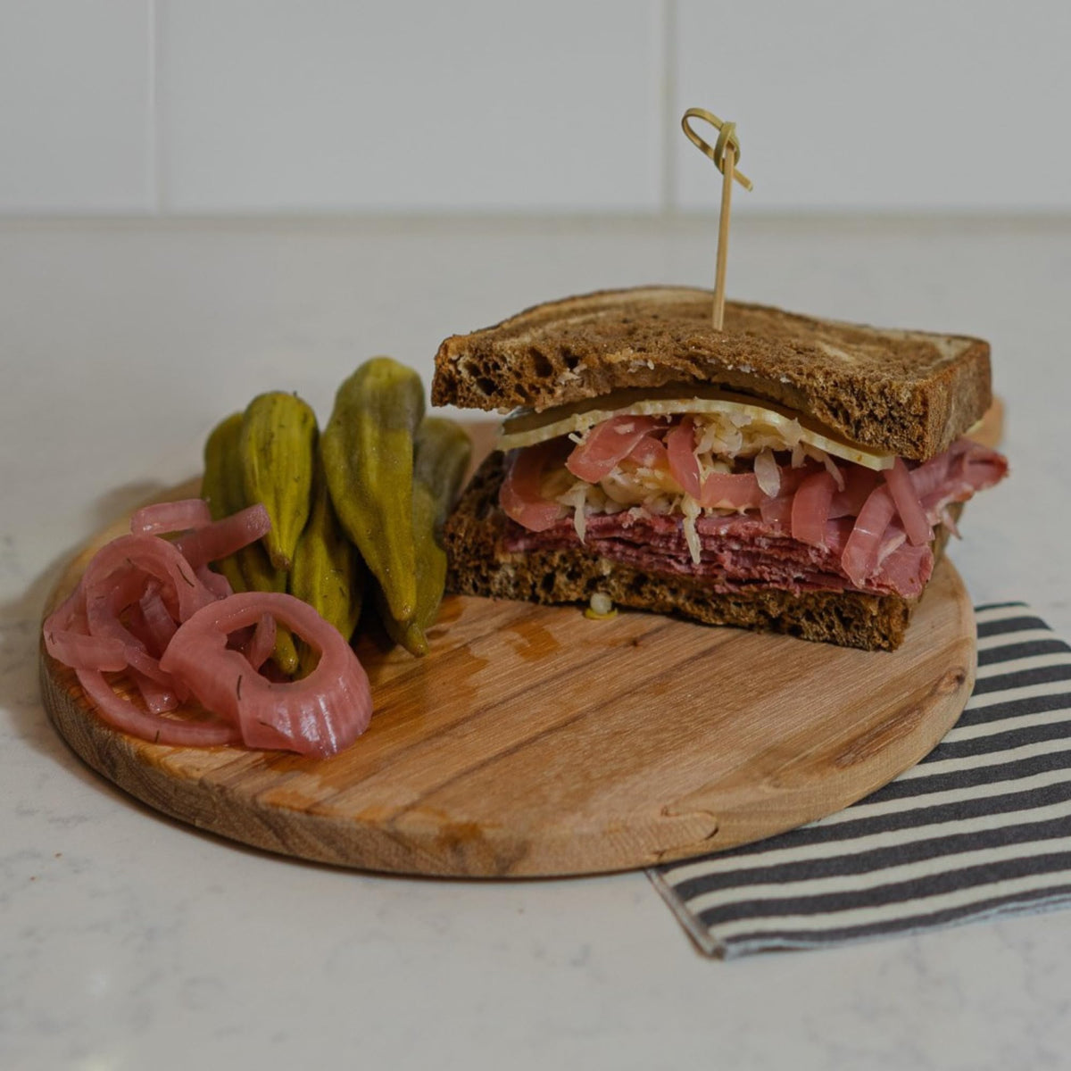 Foster's pickled red onions on pantry shelf provide a convenient low calorie snack.