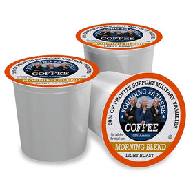 Founding Fathers Coffee morning blend packaging front shows premium pods