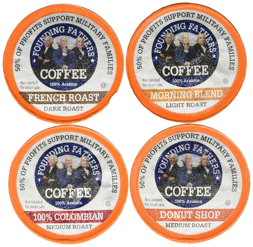 Founding Fathers coffee variety pack K-Cup pods for Keurig, versatile flavors for daily use.