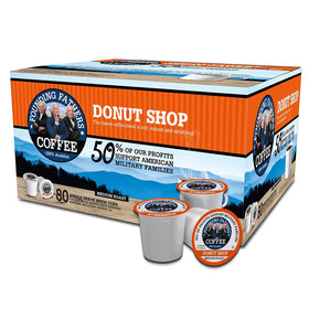 Founding Fathers Donut Shop pod brew offers a smooth everyday coffee experience.