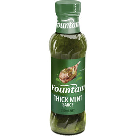Fountain Thick Mint Sauce bottle close-up highlighting mint aroma for lamb