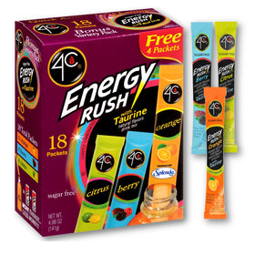 Four C Energy Rush box front promoting on-the-go energy.