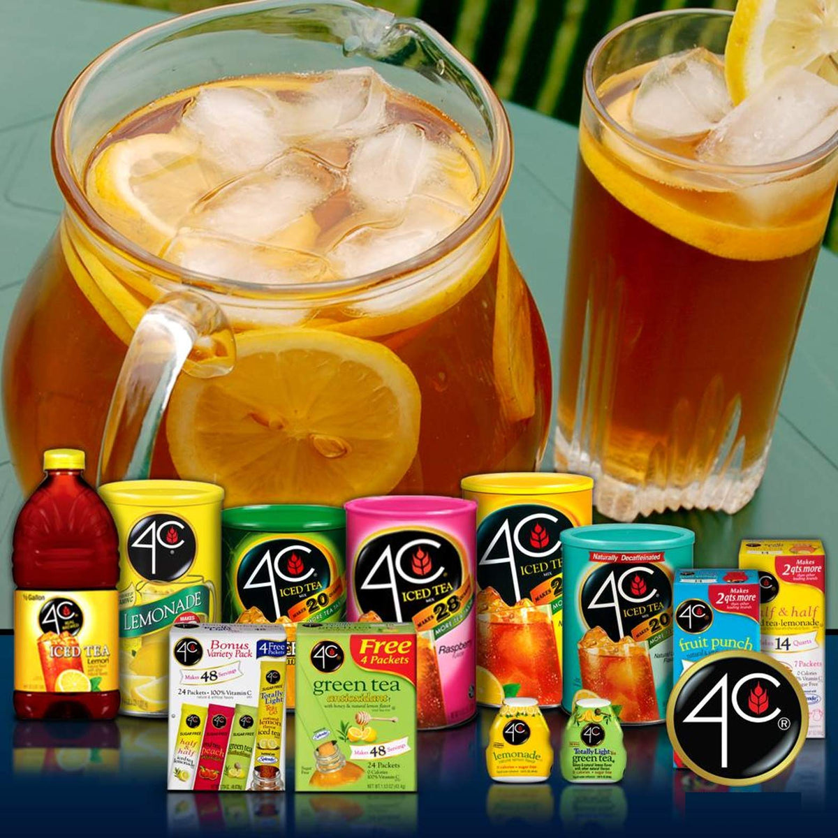 Four C Energy Rush citrus packets close-up ready for daytime vitality.