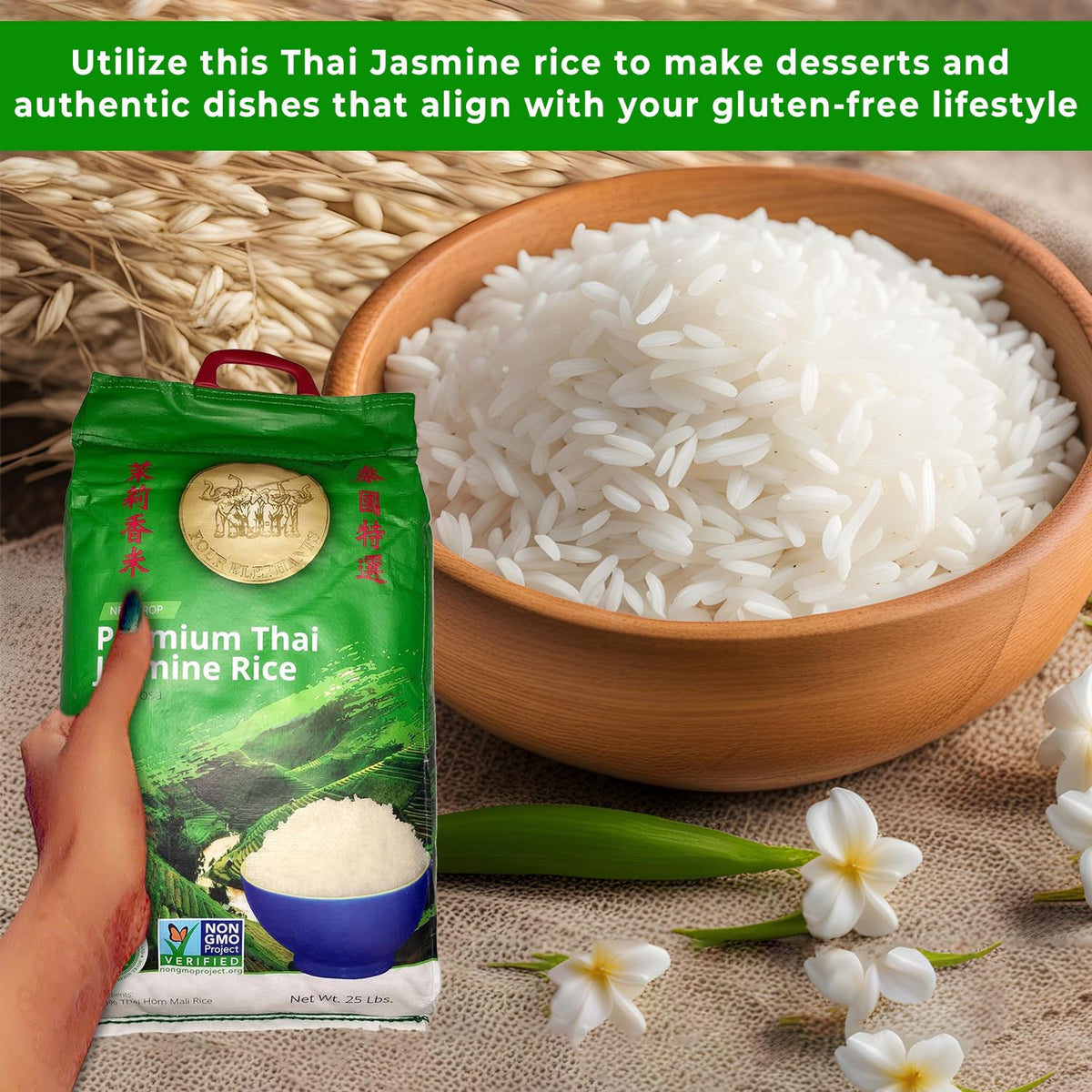 Four Elephants 5lb Jasmine Rice pack for easy meal planning