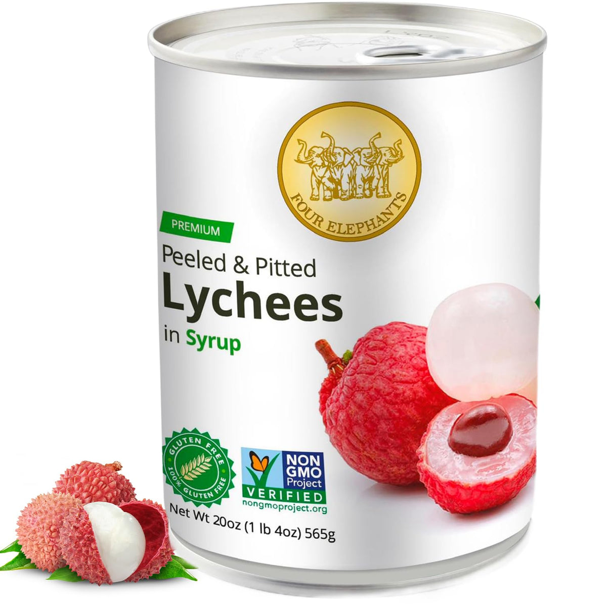 Chilled Four Elephants lychees in syrup stored in fridge for ready use.