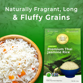 Cool, dry storage of Four Elephants rice on pantry shelf