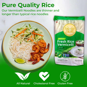 Four Elephants Rice Vermicelli cooked — perfect for soups and light stir-fries.