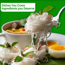 Four Elephants Rice Vermicelli raw noodles — thin, long strands ideal for Mei Fun.