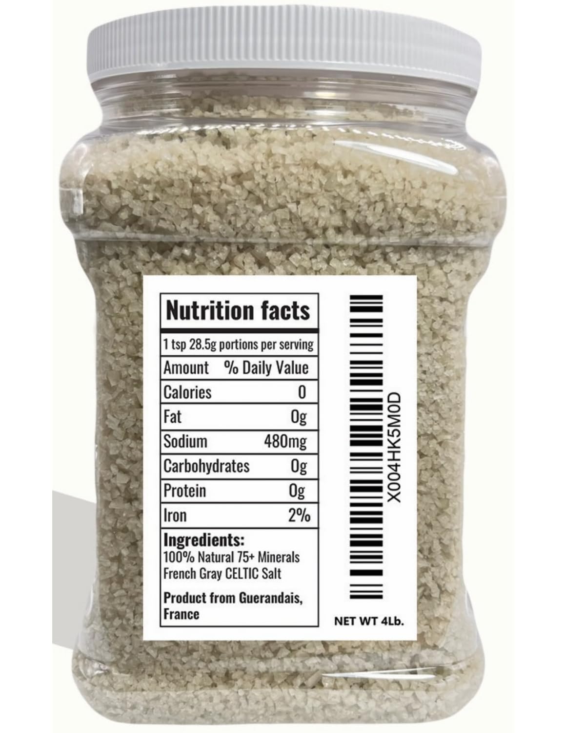 Large 4 lb coarse jar ready for kitchen use and bulk seasoning